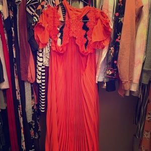 True Decadence red lace and pleated holiday dress